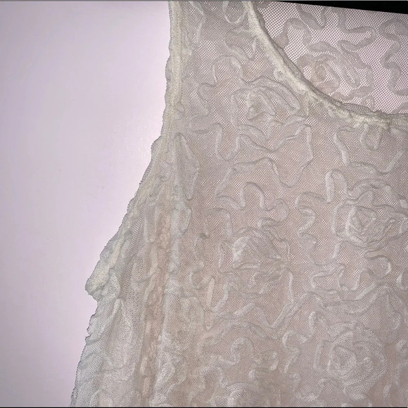 Free People Ivory White Embroidered Sheer Tank Top Large Women’s - Picture 3 of 8